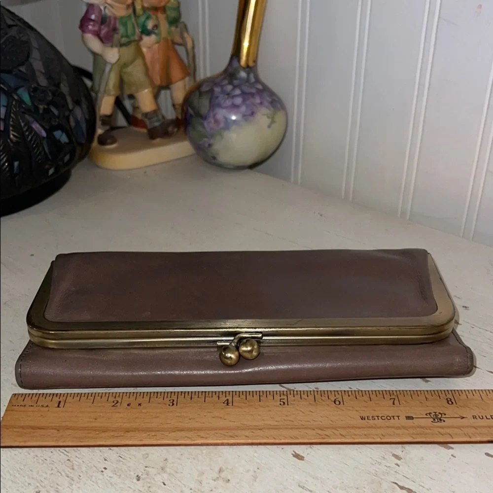 Vintage HOBO Brown Leather Clutch Wallet Folding
